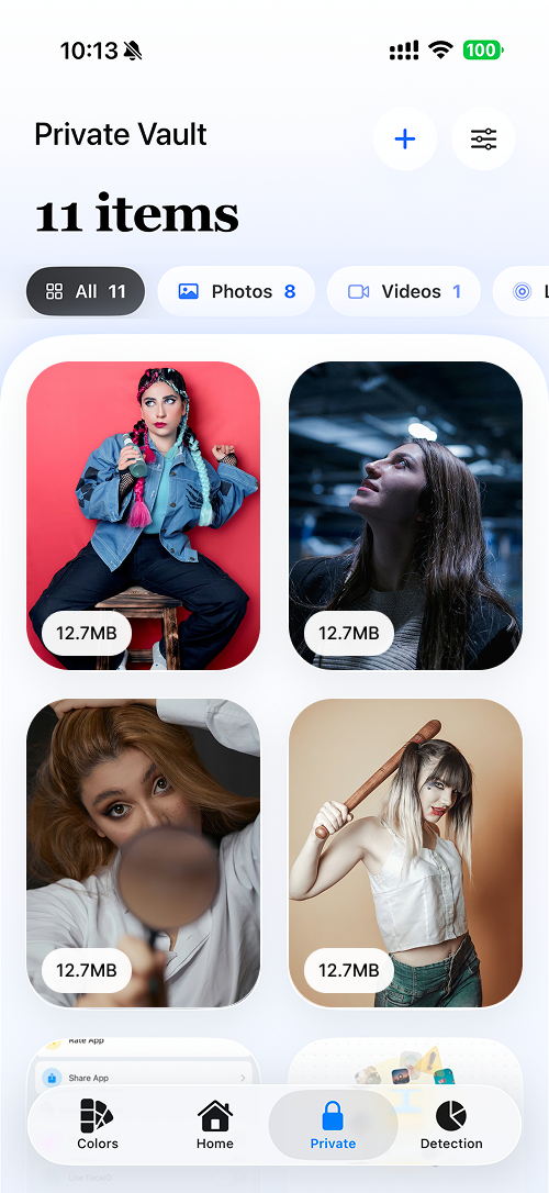 Cleanse AI private vault screen